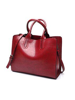PU Leather Tote Bag with Zipper Adjustable Strap Handbag for Work Travel Daily